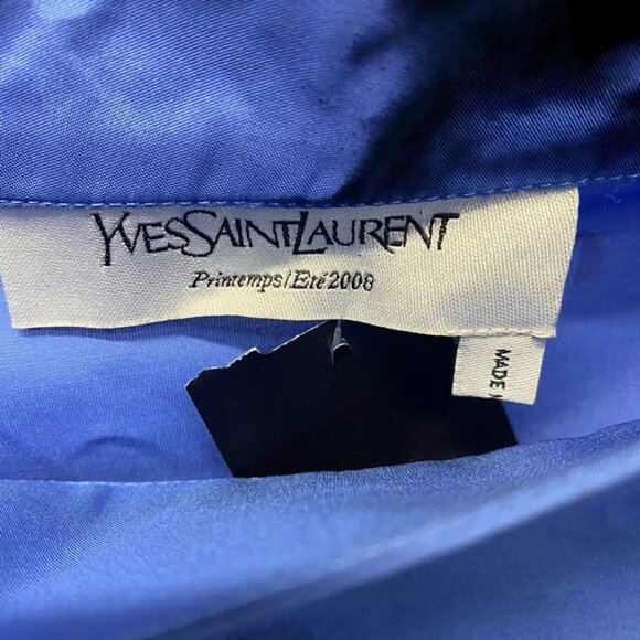 YSL Periwinkle Blue Silk Asymmetrical Blouse - Picture 3 of 3